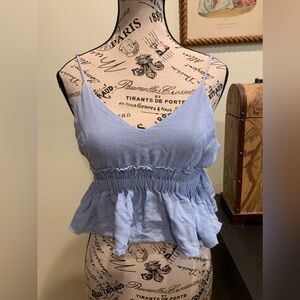 Blue tank top with ruffles size small